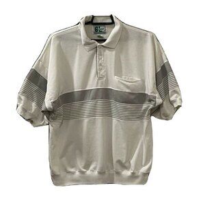 Greenline GL Mens White Gray Dad Polo Golf Shirt Polyester Cotton Blend Size XL